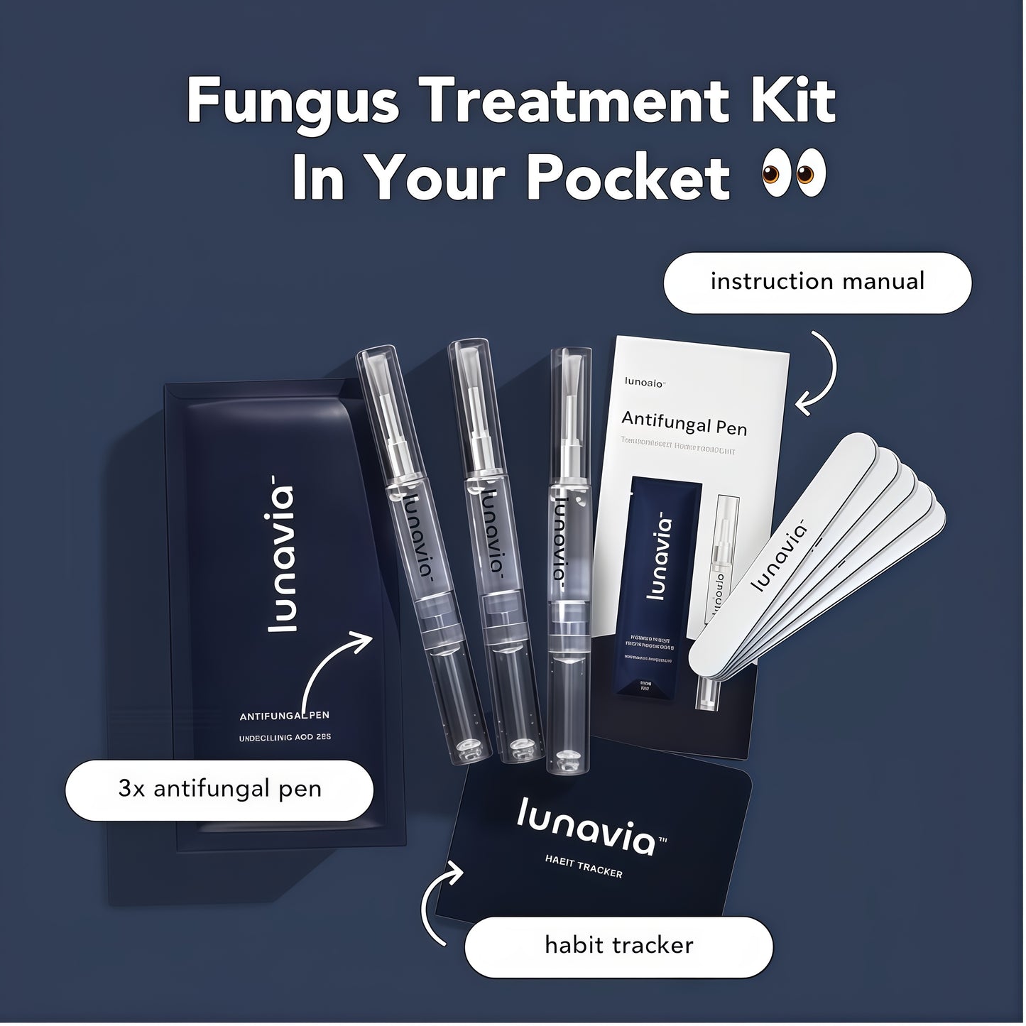 lunavia™Antifungal Pen - Cures Most Athlete's Foot, Jock Itch, andRingworm - 25% Undecylenic Acid with added Tea Tree,Jojoba, Clove Bud Oils & Aloe - 3-Pack Twist Pen (9MLVolume)